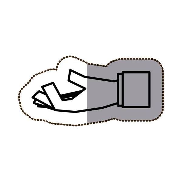 Autocollant contour silhouette noire avec paume de la main gauche — Image vectorielle