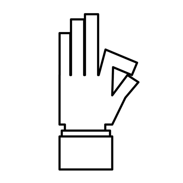 Contour de la silhouette noire avec la main en signal parfait — Image vectorielle