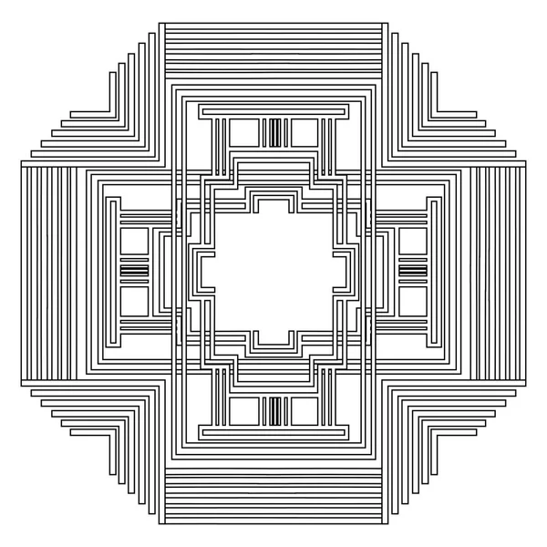 Grijswaarden patroon met art-deco kader — Stockvector