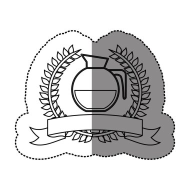 Şerit ve yuvarlak cam sürahi kahve saplı ile zeytin taç ile tek renkli etiket