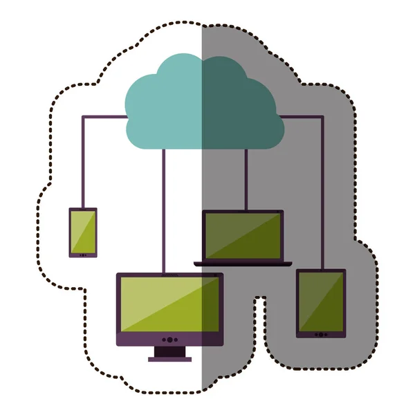 Barva štítku s cloud služeb sítě — Stockový vektor