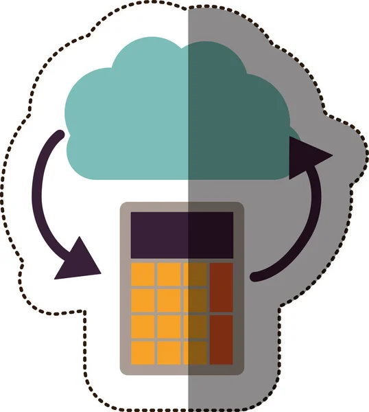 Kleur sticker met cloud service met persoonlijke accounts — Stockvector