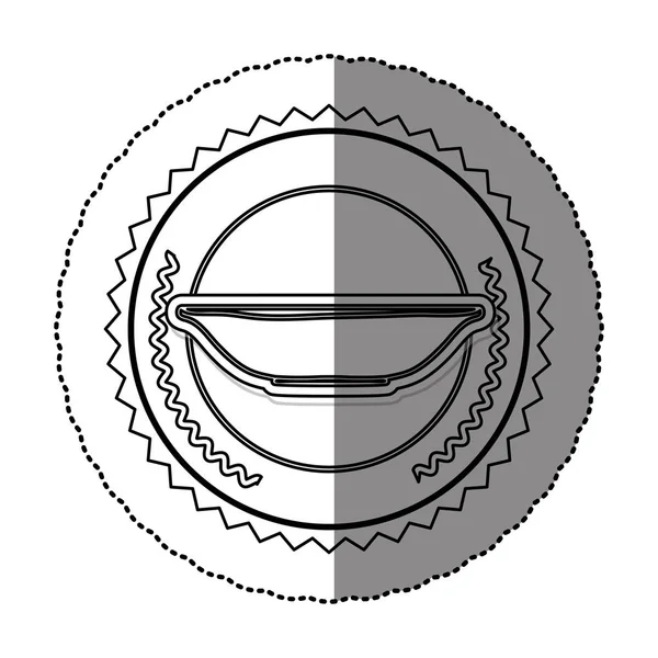 Quadro redondo adesivo monocromático com tigela — Vetor de Stock