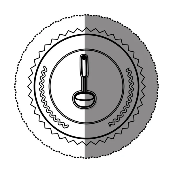 Монохромная круглая рамка с ковшом для супа — стоковый вектор