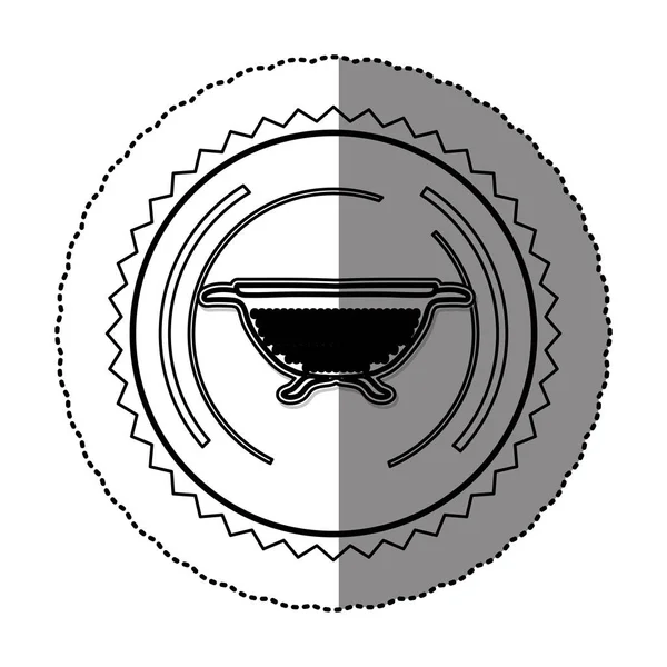 モノクロ ステッカー ラウンド フレーム キッチン水切り — ストックベクタ