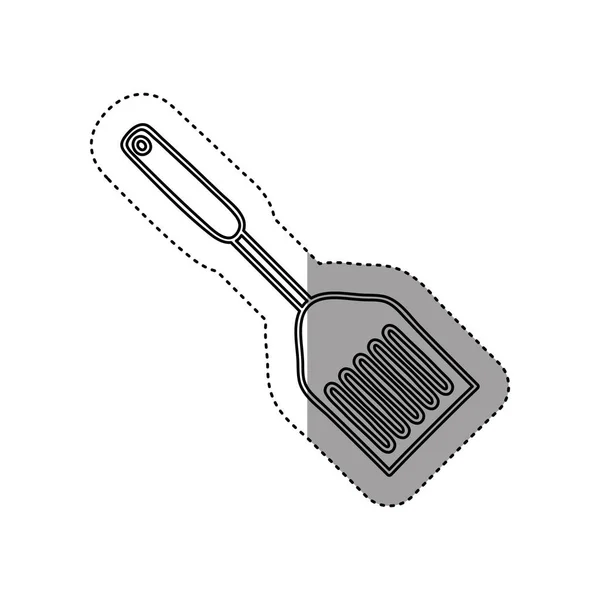 Autocollant silhouette friture spatule ustensile cuisine — Image vectorielle