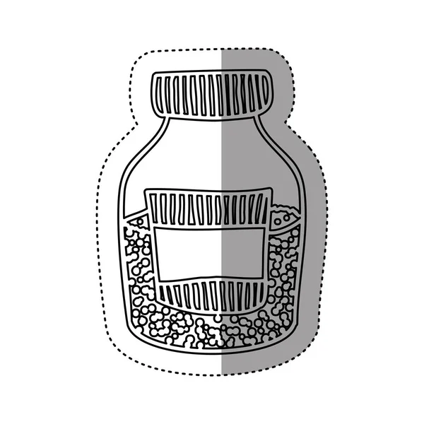 Autocollant silhouette demi-bouteille avec sel et poivre — Image vectorielle