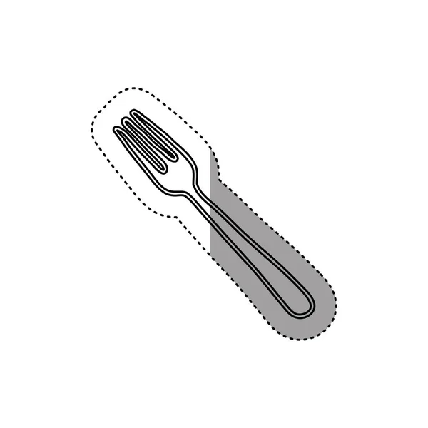 Pegatina silueta tenedor utensilio cocina — Vector de stock