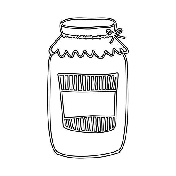 Silhouet glas jam met label en deksel — Stockvector