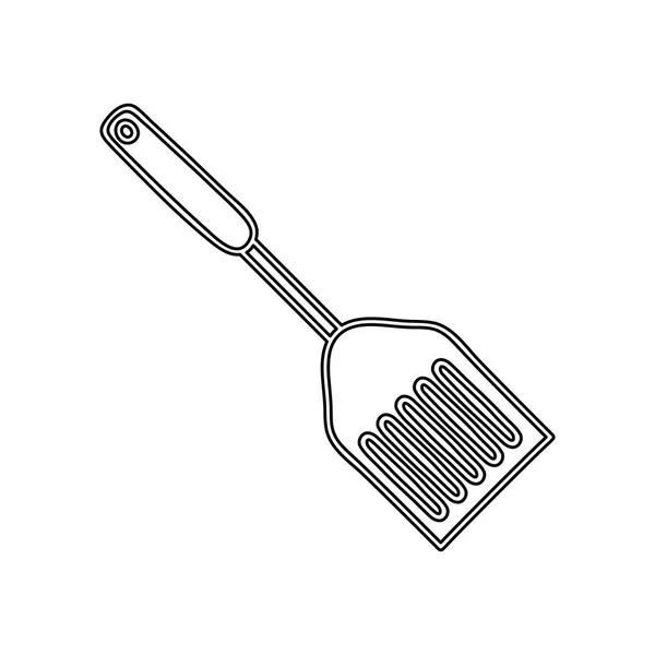 Silhouette friture spatule ustensile cuisine — Image vectorielle