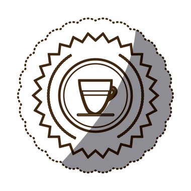 kulplu kahve cam sürahi ile siluet siyah beyaz etiket