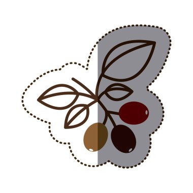 kahve ağacı dalı ile siluet renk etiket