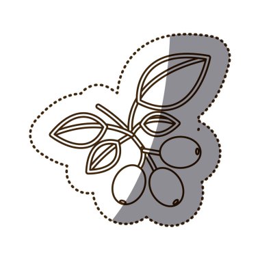 tek renkli etiket kontur kahve ağacı dalı ile