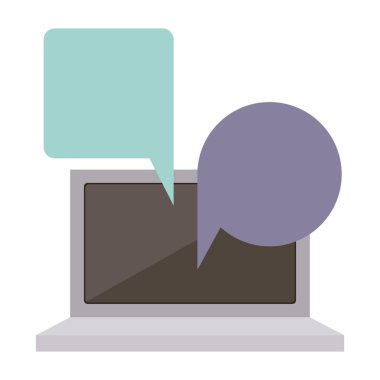 teknoloji laptop ekran klavye ile diyalog belirtme çizgisi kutusu ile