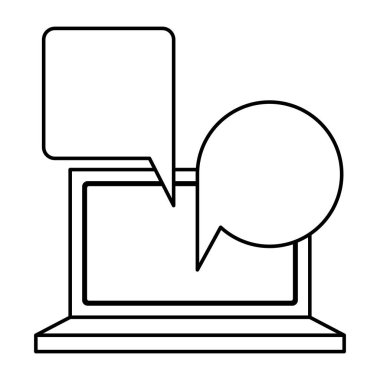 siluet teknoloji laptop ekran klavye ile diyalog belirtme çizgisi kutusu ile