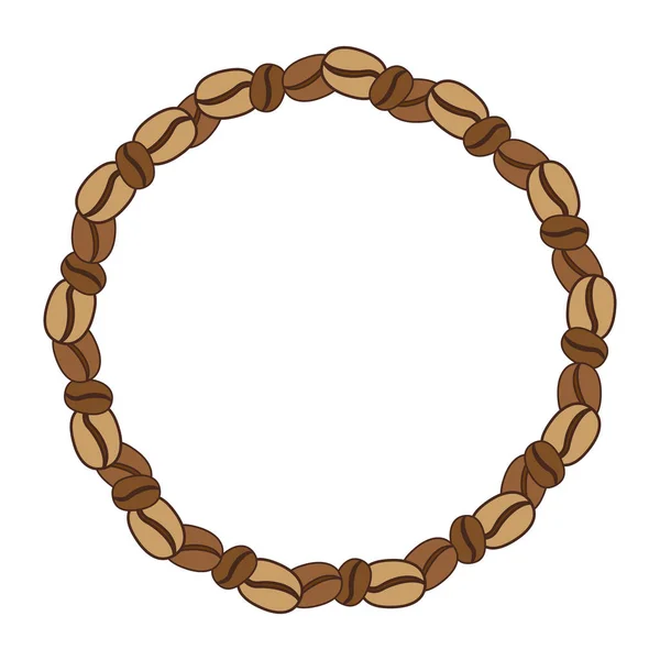 Zrna kávy hranice v designu kruhového tvaru — Stockový vektor