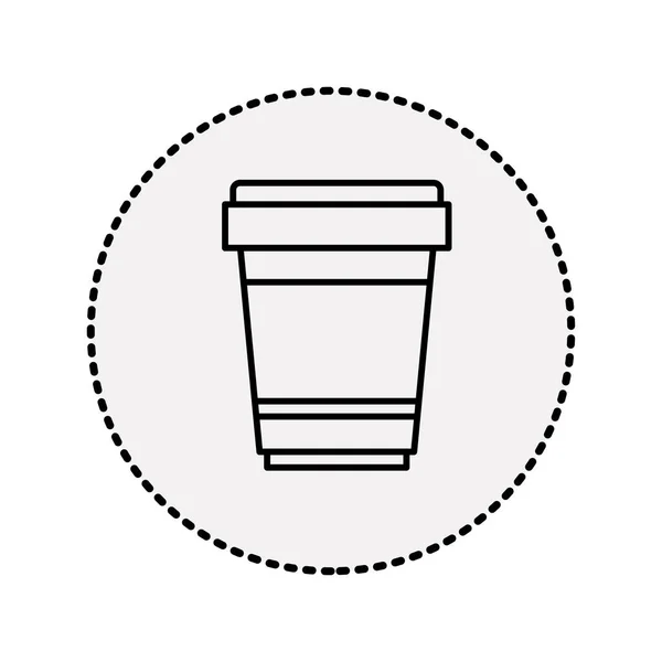 Autocollant forme circulaire silhouette verre jetable pour boissons chaudes avec couvercle — Image vectorielle