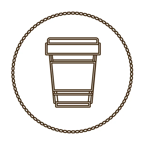 Monochrom runde Kontur mit Einwegglas Cappuccino in Großaufnahme — Stockvektor