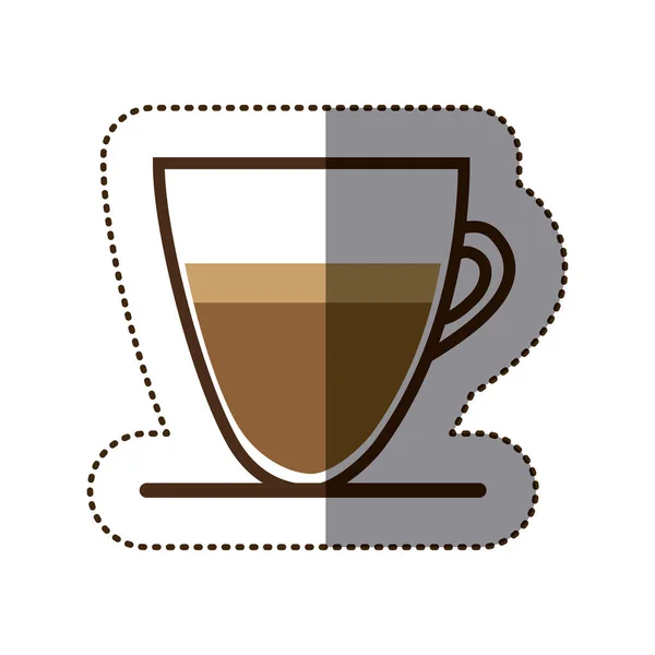 Silhouette färg klistermärke med kaffekopp närbild — Stock vektor