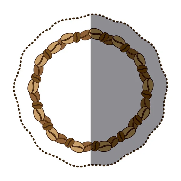 Silueta barevný štítek s kolo řetěz s kávová zrna — Stockový vektor