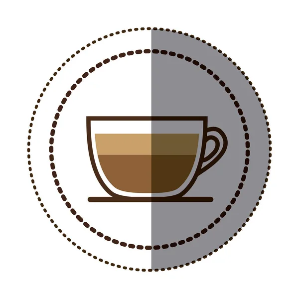 コーヒー カップと円形フレームの色のステッカーをクローズ アップ — ストックベクタ