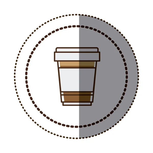 Barva štítku kruhový rám s Jednorázové sklenice cappuccino zblízka — Stockový vektor