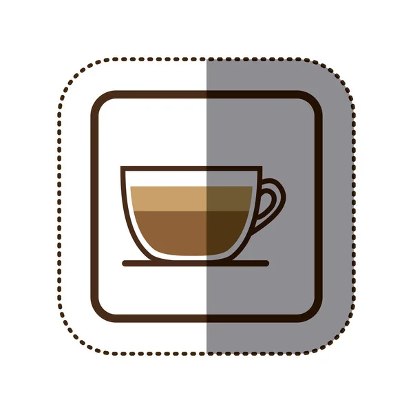 Silueta de etiqueta de color en marco cuadrado con taza de café de cerca — Vector de stock