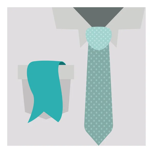 Detailní záběr formální košile s tečkovaný kravaty a label v kapse — Stockový vektor