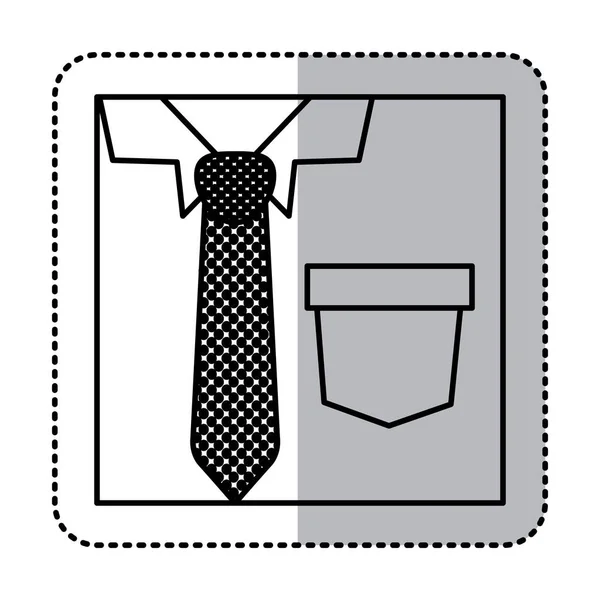 Klistermärke fyrkantig silhuett närbild formell skjorta med prickig slips — Stock vektor