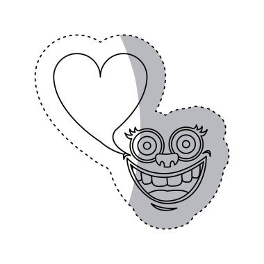 etiket kontur yüz karikatür jest ile iletişim kalp şekli kutu