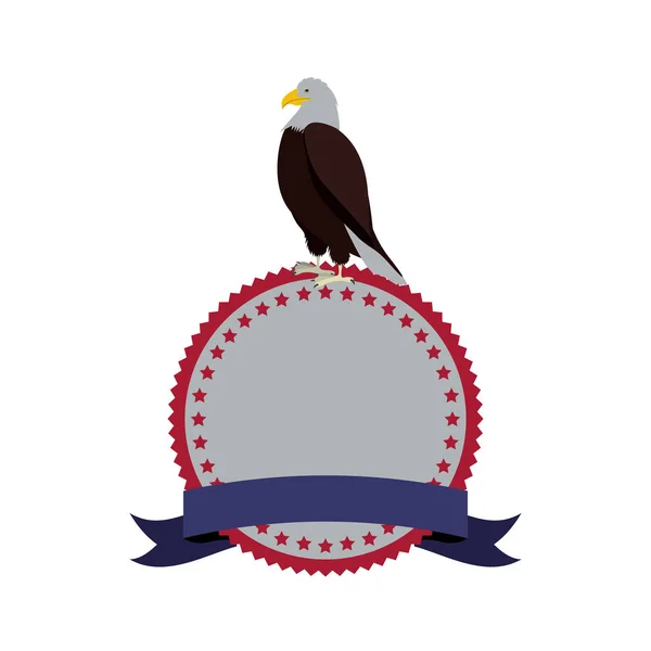 Stamp with label and eagle standing — Stock Vector