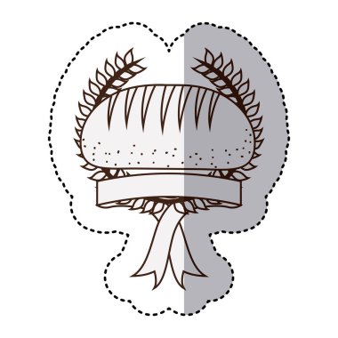 tek renkli kontur sopa ile zeytin taç ve şerit ve ekmek