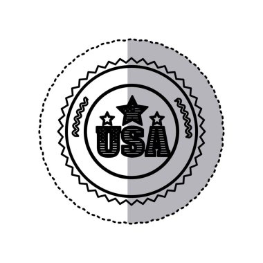 tek renkli siluet sopa ile harf U S A ve gökyüzünün yuvarlak çerçeve