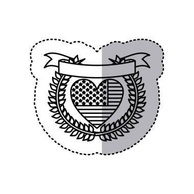 tek renkli siluet sopa ile Amerika Birleşik Devletleri bayrağı üstüne kurdele ile kalp ve zeytin taç şeklinde