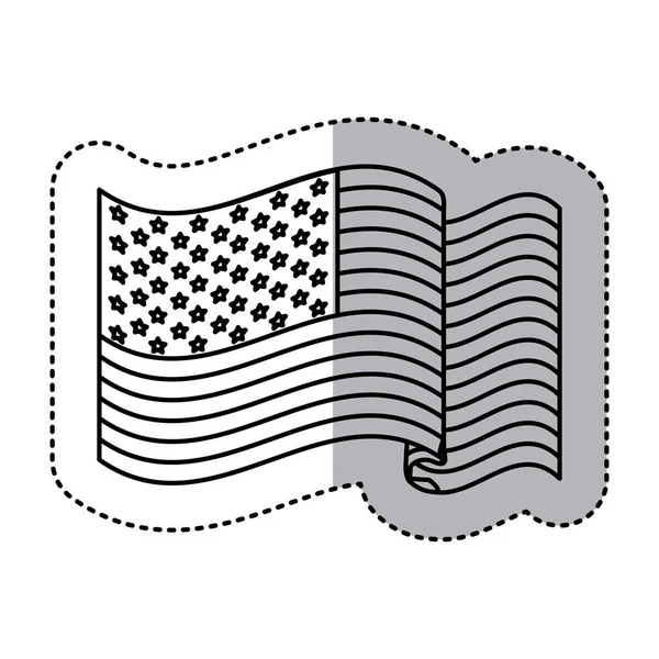米国旗のモノクロ シルエット ステッカー — ストックベクタ