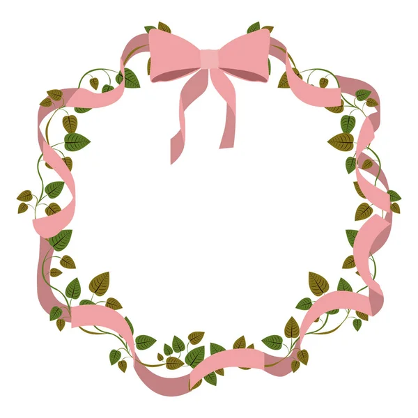 Pink ribbon flowers knot love icon — Stock Vector