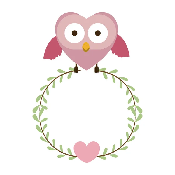 Rózsaszín madár alakú szív ikon — Stock Vector