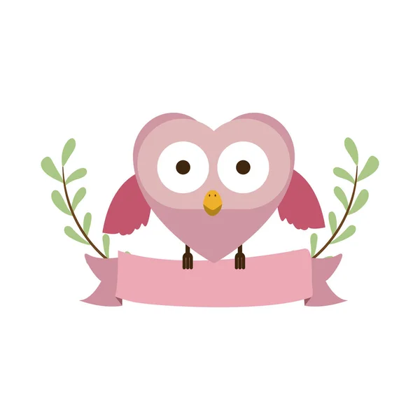 Roze vogel gevormde hart pictogram — Stockvector