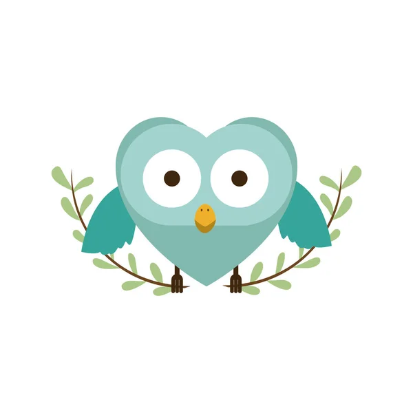 Pássaro azul em forma de ícone do coração — Vetor de Stock