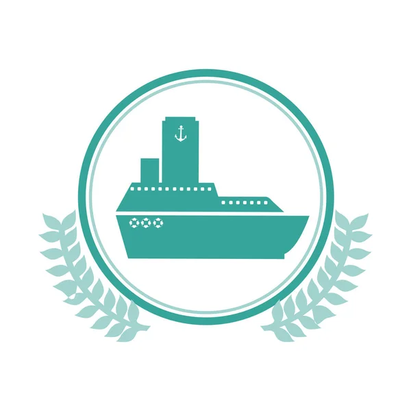 Símbolo azul ícone do navio — Vetor de Stock