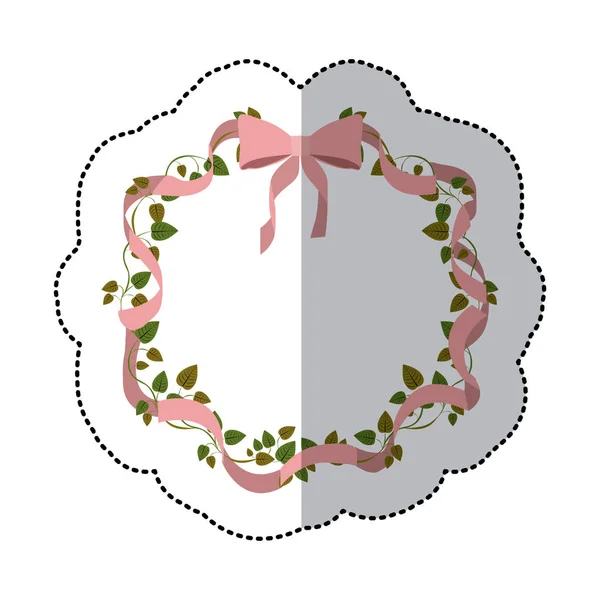 Pink ribbon flowers knot love icon — Stock Vector