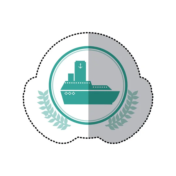 Symbole bleu navire icône — Image vectorielle