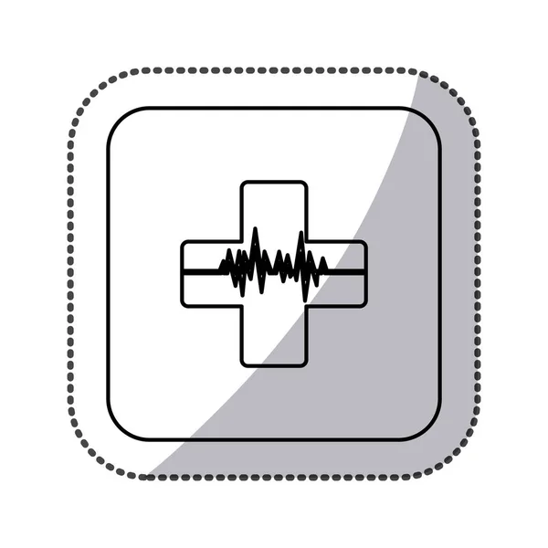 Heartbeat inside cross icon — Stock Vector