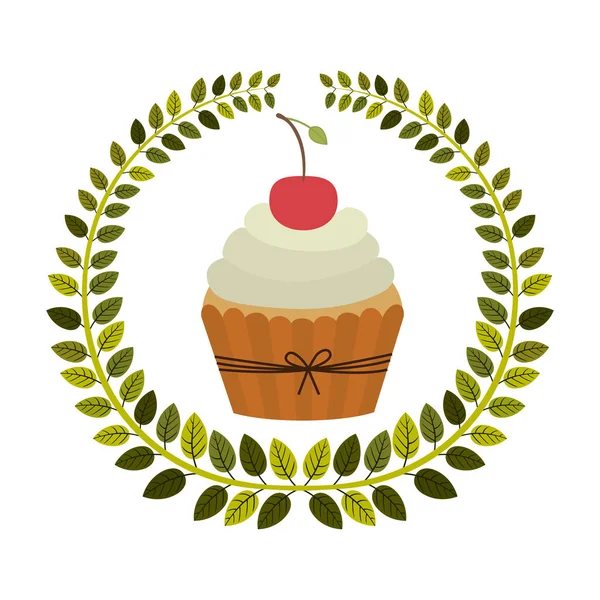 Emblema muffin cupcakes icona di design — Vettoriale Stock