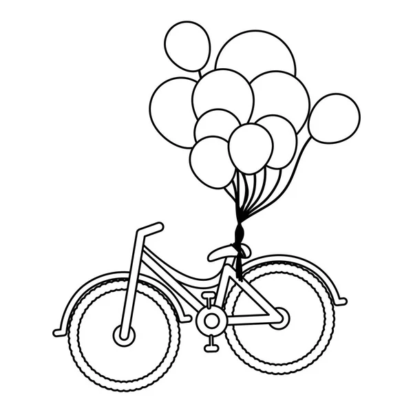 Fahrrad mit Luftballons Symbolbild — Stockvektor