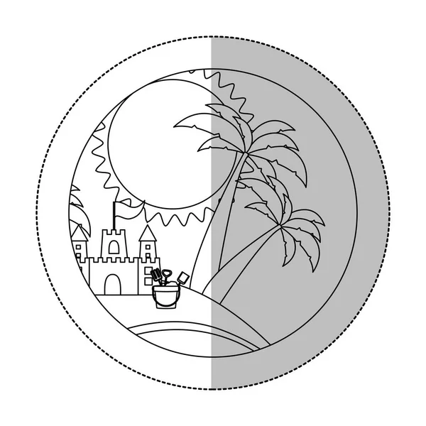 Παραλία σύμβολο με το εικονίδιο του κάστρου — Διανυσματικό Αρχείο