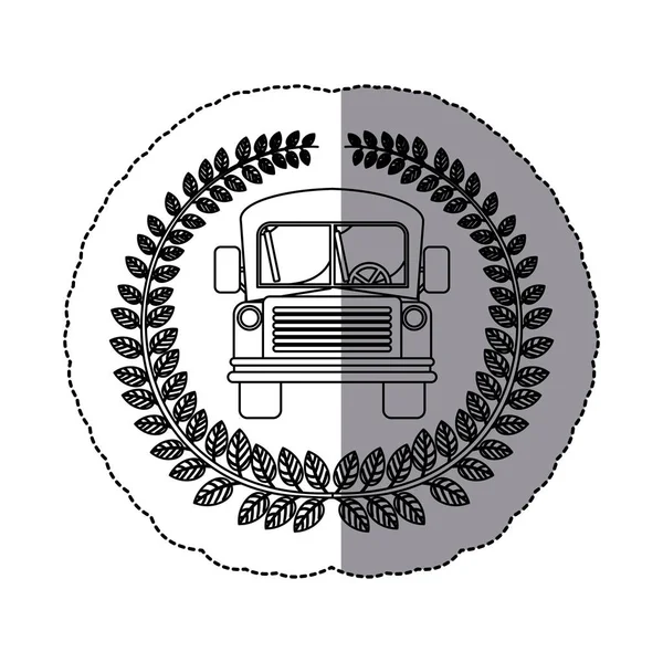 Emblém školní autobus ikona designu — Stockový vektor