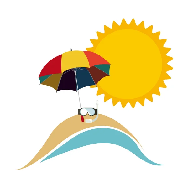 Symbol beach with parasol icon — Stock Vector