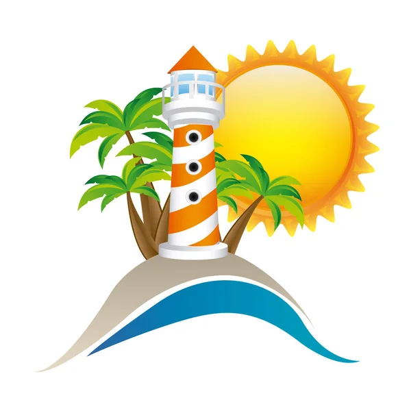 Symbol plaży ikoną latarnia morska — Wektor stockowy