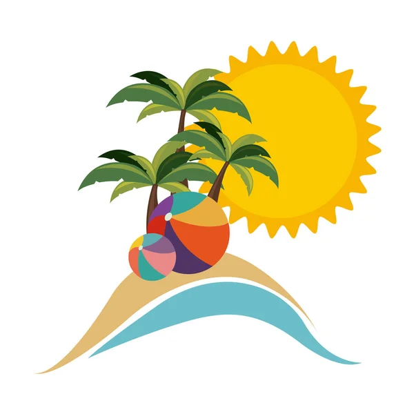 Símbolo de playa con icono de sombrilla — Vector de stock